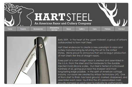 Sample website for razor and cutlery company
