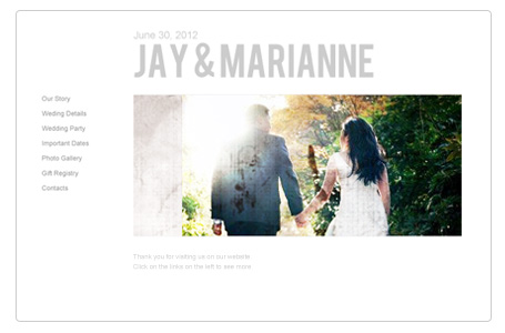Sample website for wedding registry