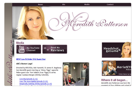 Sample website for actor portfolio